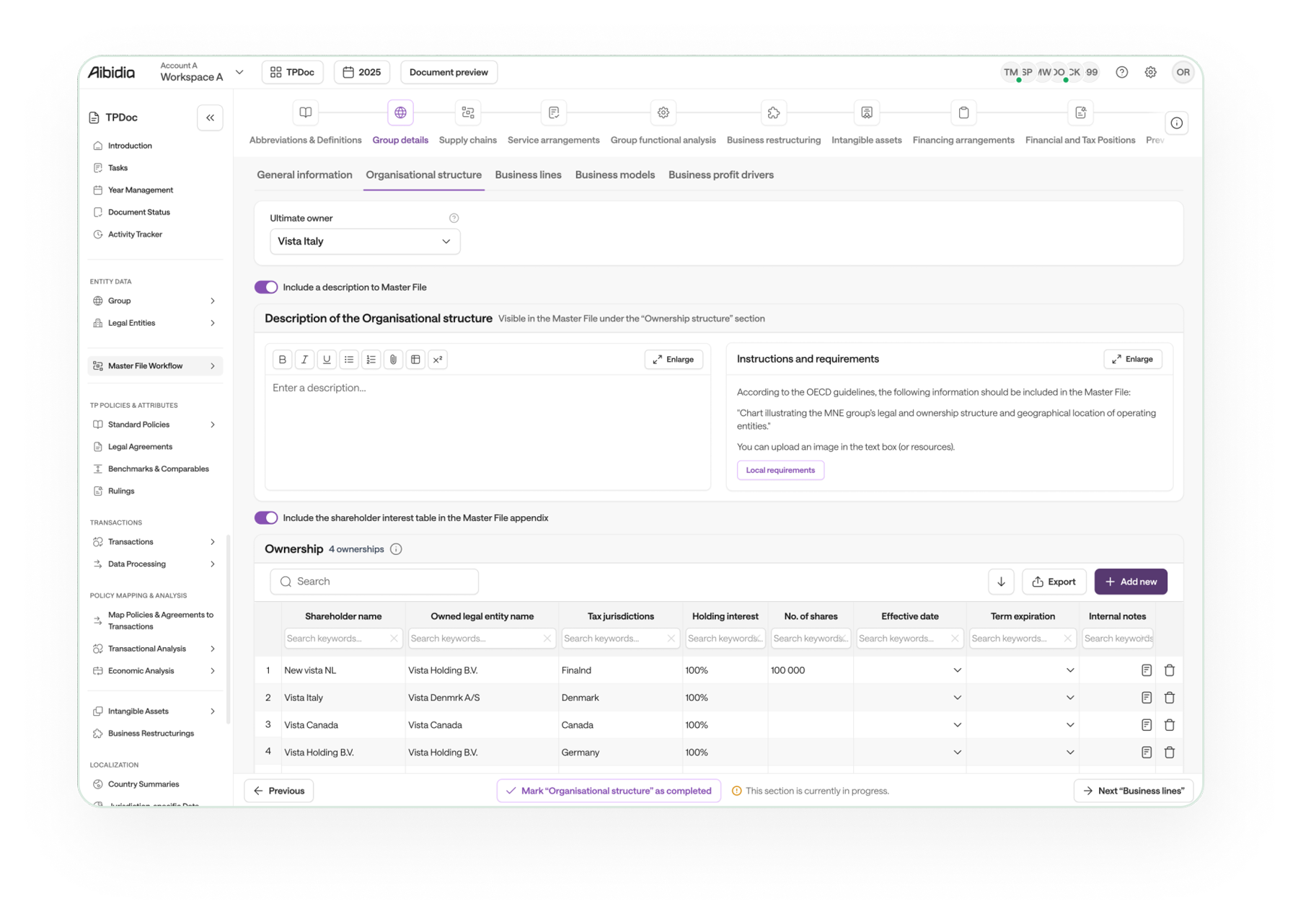 Content model — completed chapter view with all sections filled